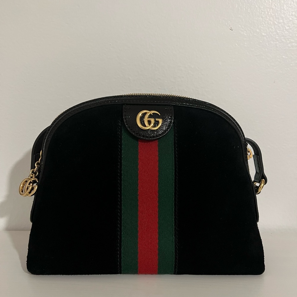 GUCCI Ophidia Suede Crossbody in Black - Pristine Condition